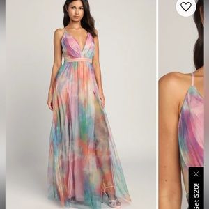 Elegant Moment Multi Watercolor Tie-Dye Backless Maxi Dress